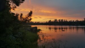 Image of a sunset in the Boundary Waters