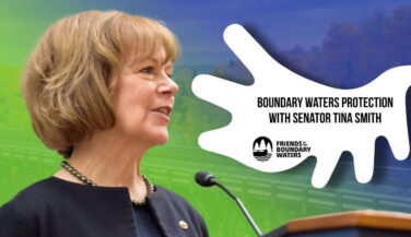 A picture of Sen. Tina Smith at a podium, with graphic that says 