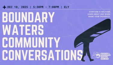 Graphic for boundary waters community conversations in ely