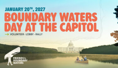 Graphic for Day at the Capitol January 20, 2026 with a photograph of the state capitol and three people canoeing.