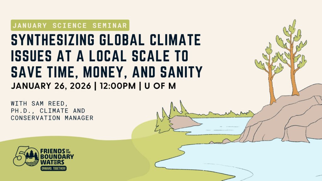 event graphic for January Science Seminar: Synthesizing Global Climate Issues at a Local Scale to Save Time, Money, and Sanity