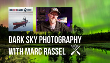 Aurora Borealis with photo of Marc Rassel, dark sky photographer