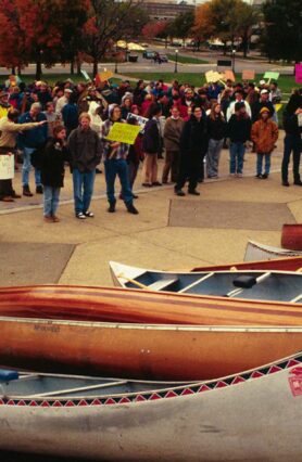 Rally with citizens protesting to save the Boundary Waters.
