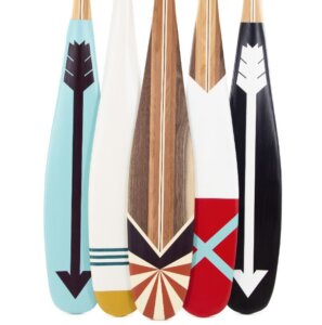 Colorful painted canoe paddles