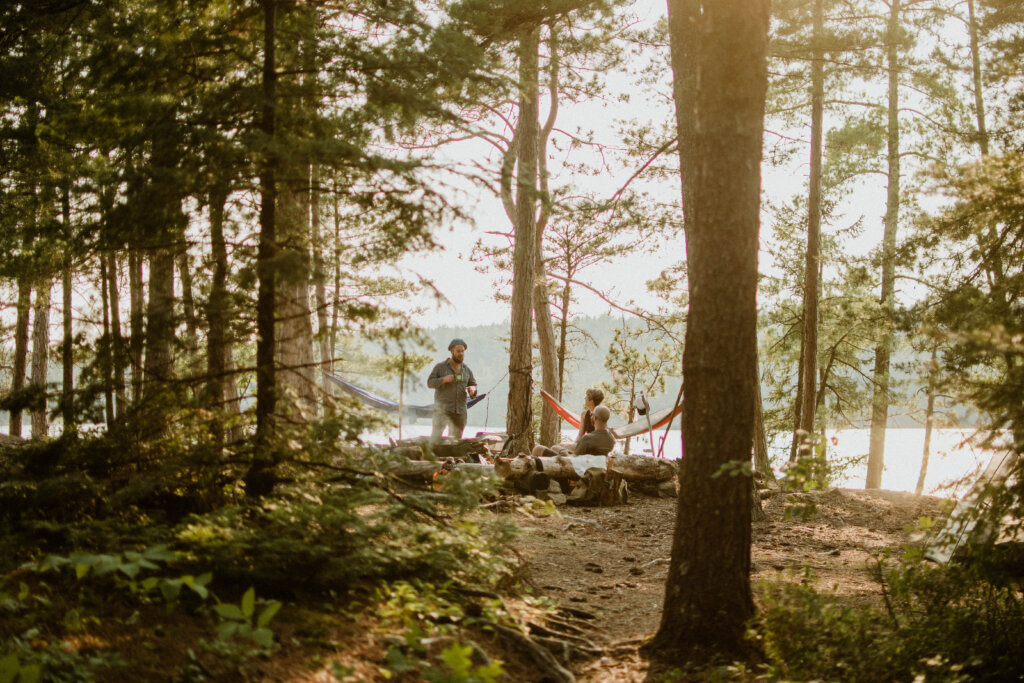 Campsite through the trees in the Boundary Waters