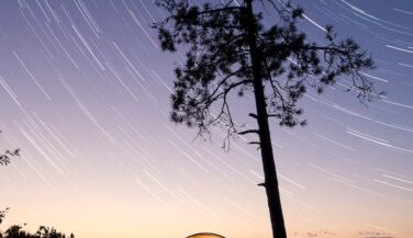 Lamplit tent in the BWCA at night