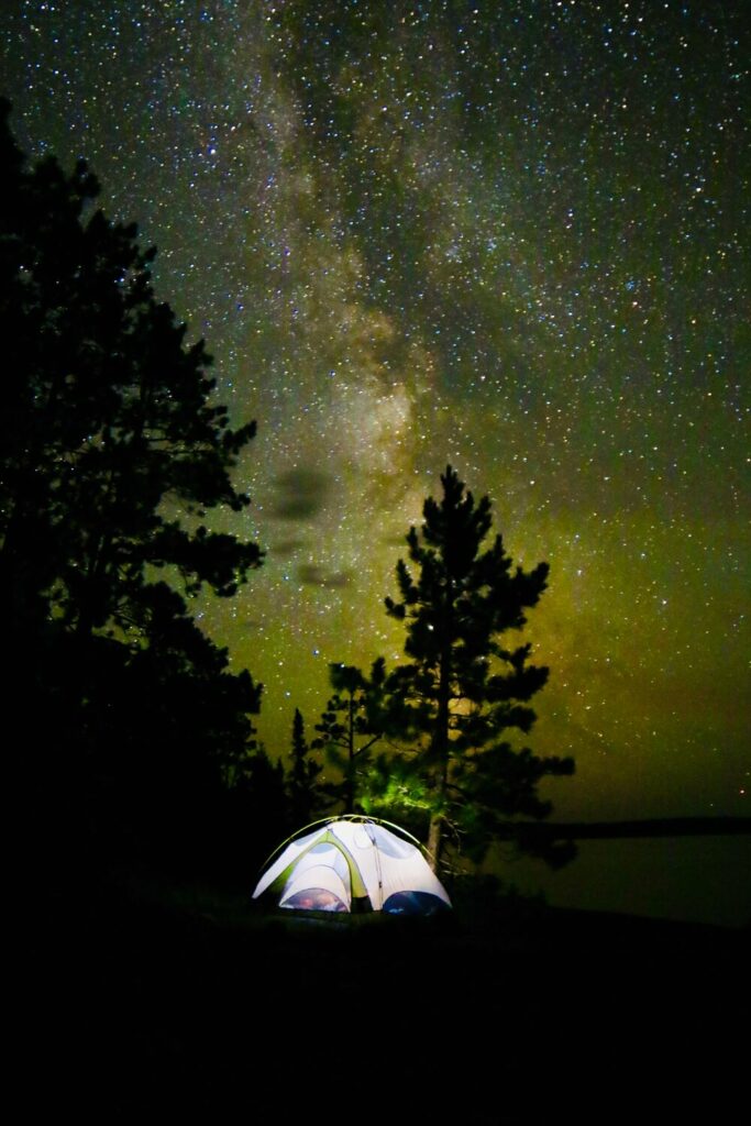 Milky Way over a tent in the BWCA