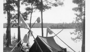 Photo: Jan Hagen Black and White photo of canvas tent in the BWCA