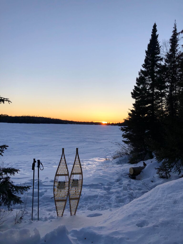 Boundary Waters Sunset Sunset while winter camping with snowshoes